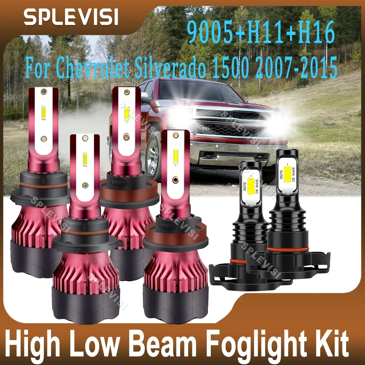 Car LED Headlight High Low Beam Foglight Bulbs For Chevrolet Silverado 1500 2007 2008 2009 2010 2011 2012 2013 2014 2015