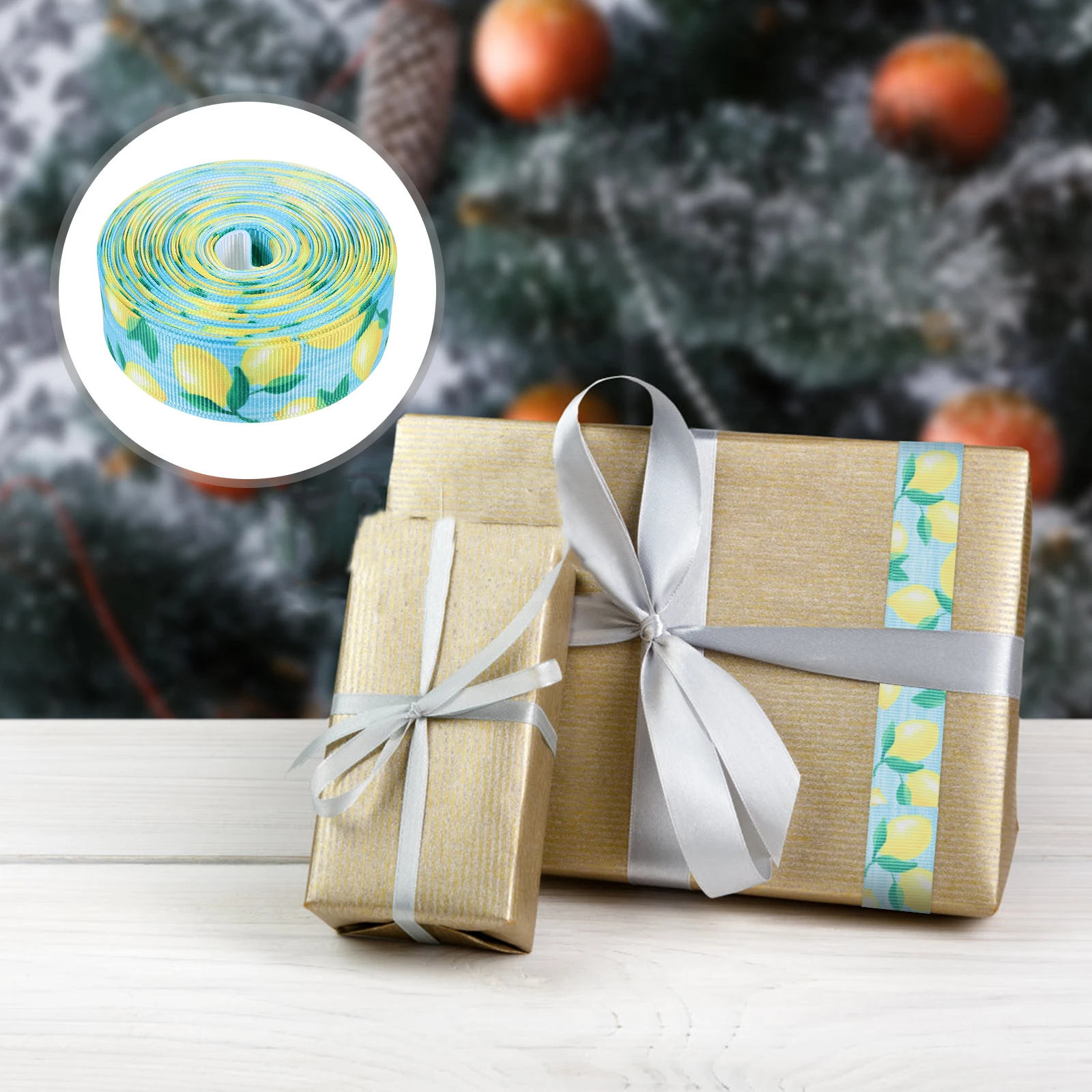 

1 Roll Lemon Fruit Ribbon Polyester DIY Ribbon for Gift Wrapping Festival Decoration Supplies Decorative Party Supplies