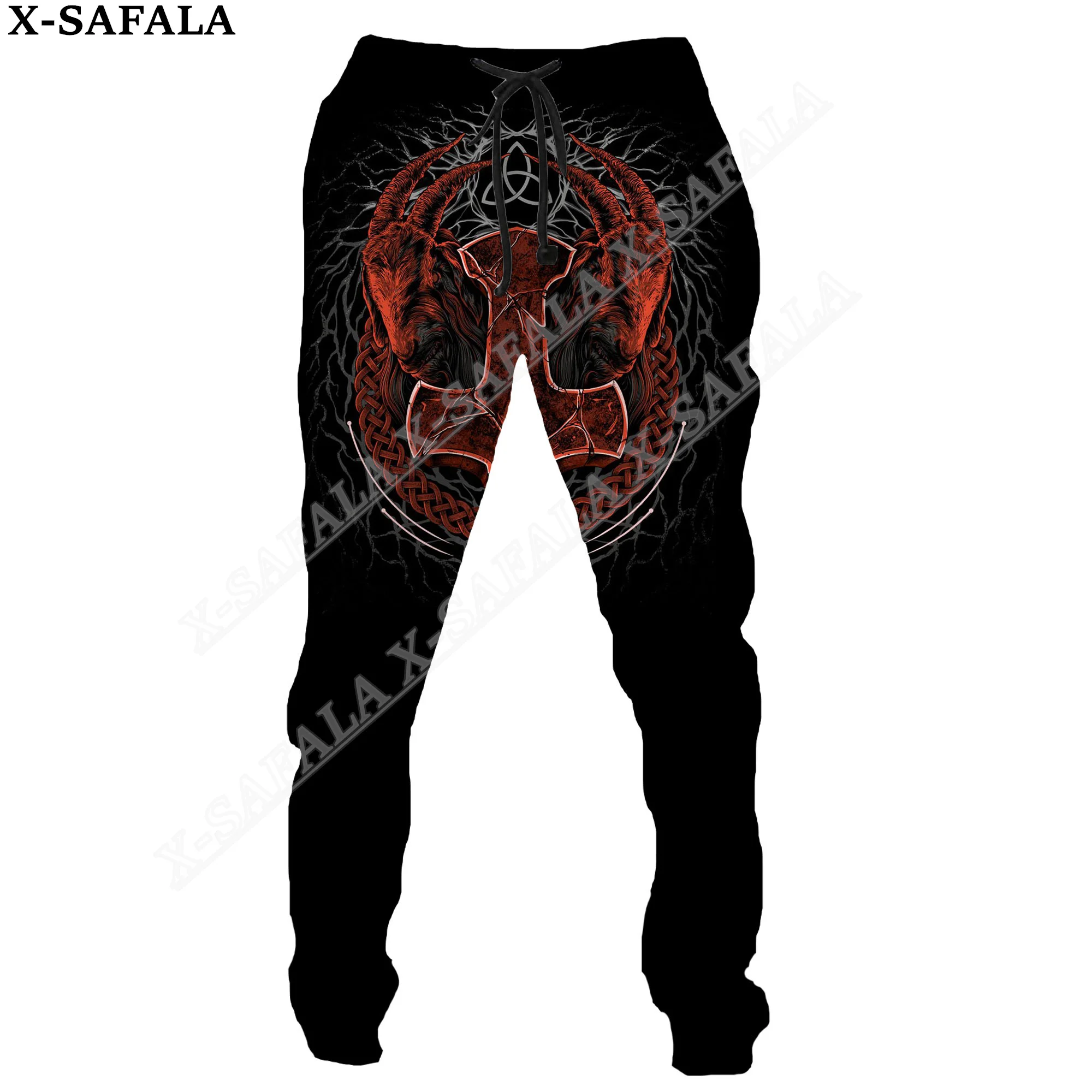 Raven Tattoo Viking Odin Tree Print Trouser Men Women Sweatpants Drawstring Long Joggers Streetwear Spring Autumn Sports Pants-9