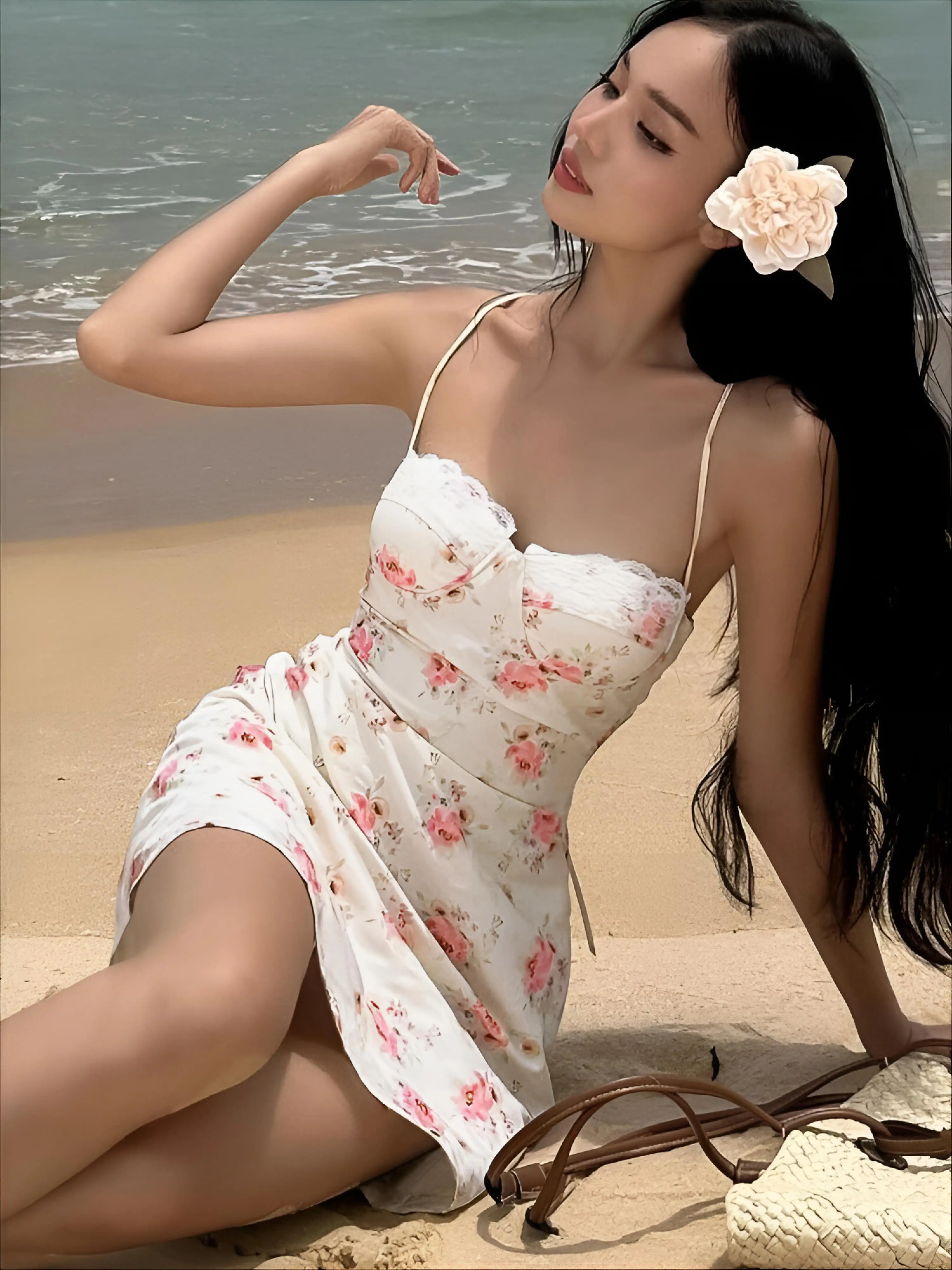 Sarong plażowy plus size, wyszczuplający, w stylu boho, z tęczowym nadrukiem, odzież w stylu bohemy, dziki, wiosenny, asymetryczny, ażurowy, w stylu cygańskim.