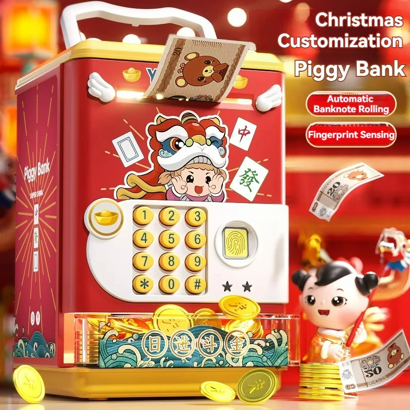 Children\'s Piggy Bank ATM Code Fingerprint Unlock Money Box With Music Story Piggy Bank Toys for Kids Christmas Boys Girls Gifts