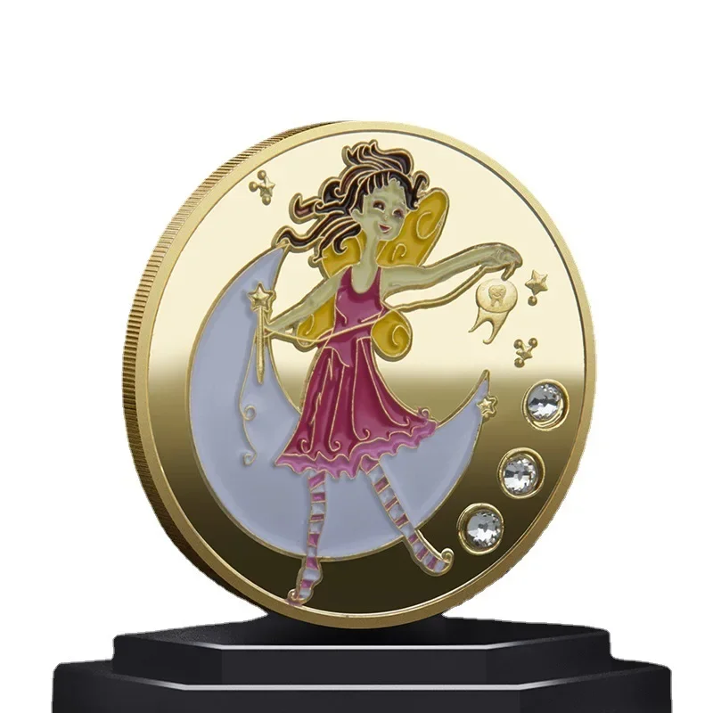 

Crescent Fairy Children's Colorful Gold Coin Fairy Tale Coin Tooth Mythical Story Collection Commemorative Coin