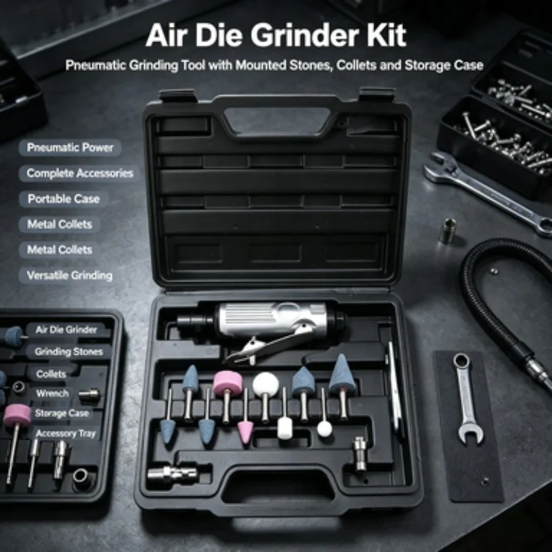 Pneumatic Die Grinder With Grinding Bits Multifunctional Polishing Sanding Machine For Tire Repair Metal Surface Buffing