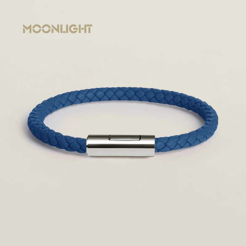 Classic Designer Men Women Exquisite Bracelet Stainless Steel Button Leather Bracelet Hand-woven Female Jewelry Gifts 15 Colors