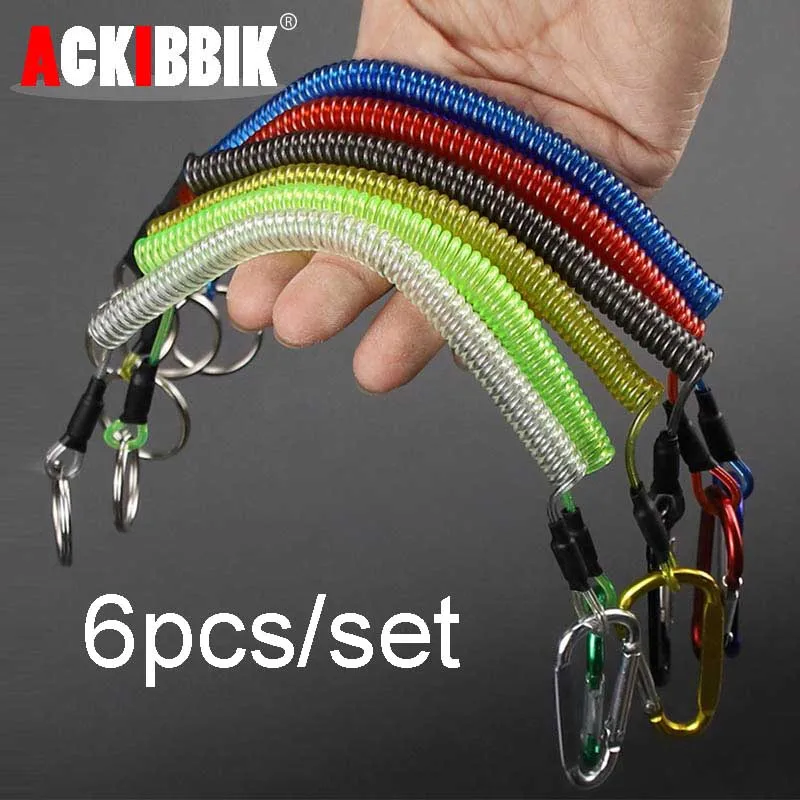 Ackibbik 6pcs Fishing Lanyard with Carabiner Fishing Ropes Secure Pliers Lip Grips Tackle Kayak Paddle Leash Paddle Accessories