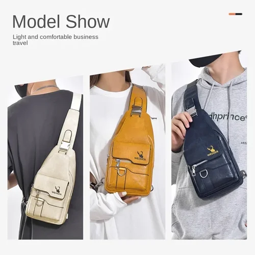 Imagen 2 del producto Bolso de hombre a la moda, bandoleras de gran capacidad, bolsos de pecho de diseñador de lujo, mochilas cruzadas retro de un solo hombro, 2024