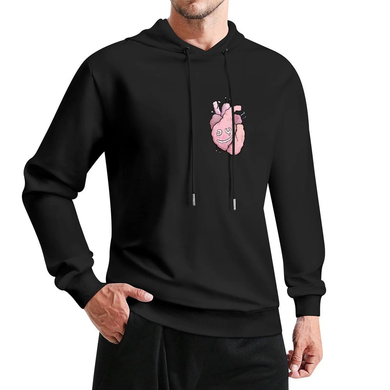 Voodoo Heart White Pullover Hoodie men's clothes korean clothes men's clothing men's oversize hoodie