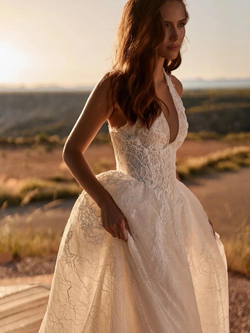 New Detachable Train Lace Wedding Dress Dreamy Delicate Halter Bridal Gown Customized Beaded Mermaid Long Dresses For Bride