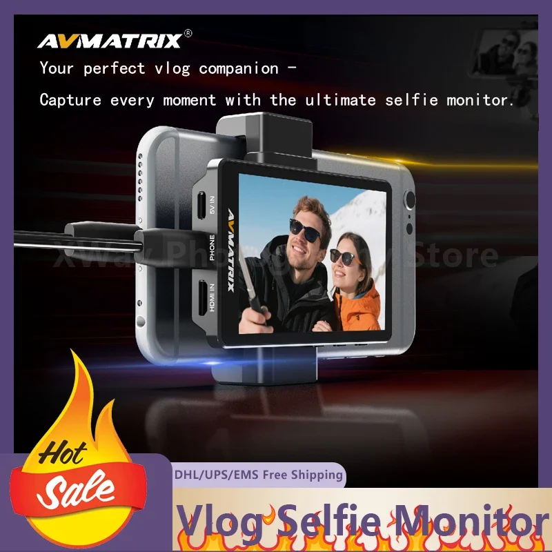 

Avmatrix Vlog Selfie Monitor Vm40 Real-Time Dual-Screen Interaction Screen Ratio Adjustment 1080P60 Video Signal Type-C Input