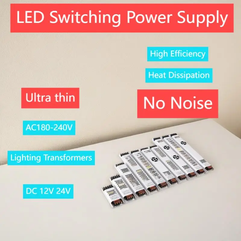 Switching Power Supply Ultra-Thin DC12V 24V 100W 150W 300W 400W Light Transformer AC 175-240V Source Adapter SMPS For LED Strips