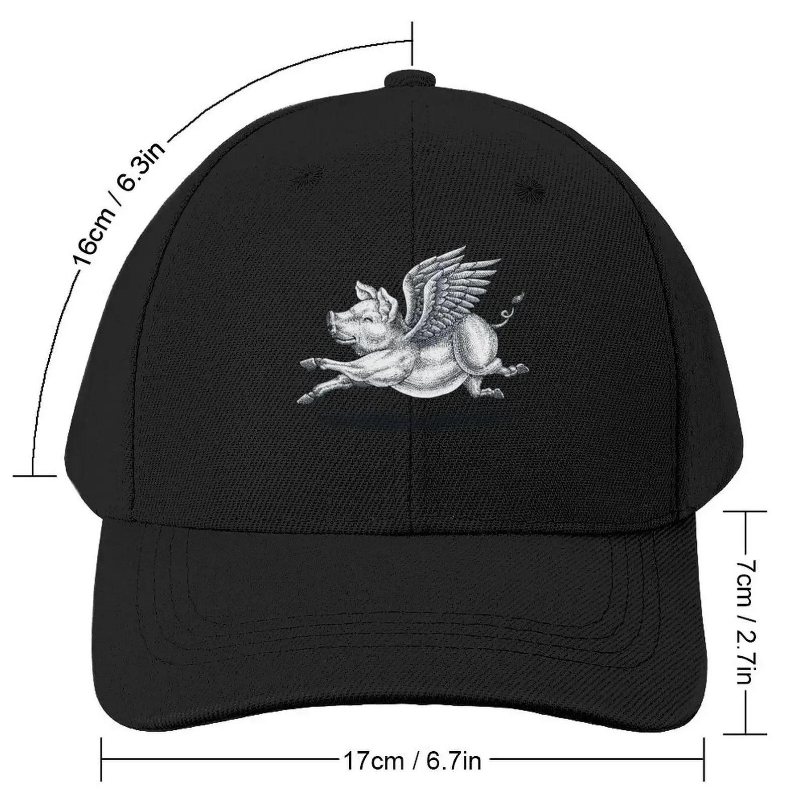 Flying Pig Vintage Engraving Baseball Cap Luxury Brand black New In The Hat fashionable For Man Women's