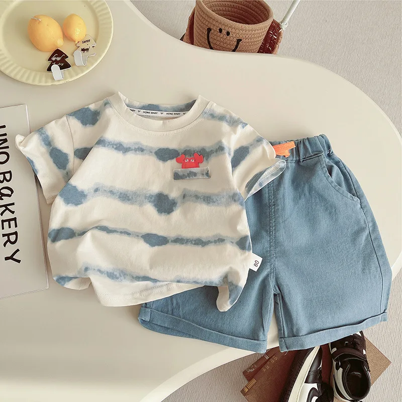 conjunto-de-ropa-de-verano-de-algodon-puro-para-ninos-camiseta-con-estampado-a-rayas-pantalones-cortos-de-mezclilla-suaves