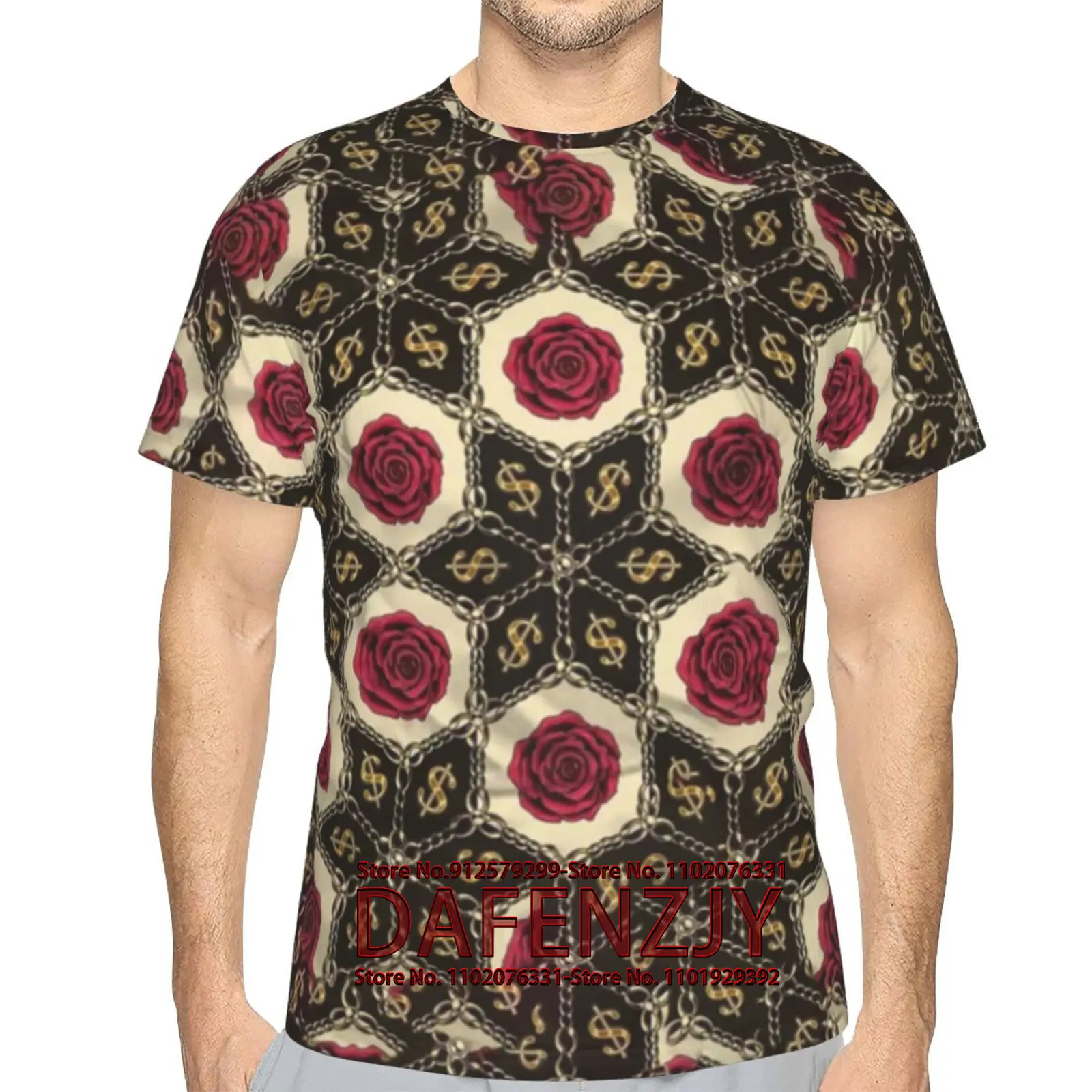 Fashion Summer Baroque T-shirt Print 3D Floral T Shirt for men Vintage Luxury Brand Royal Golden Flower Camisetas