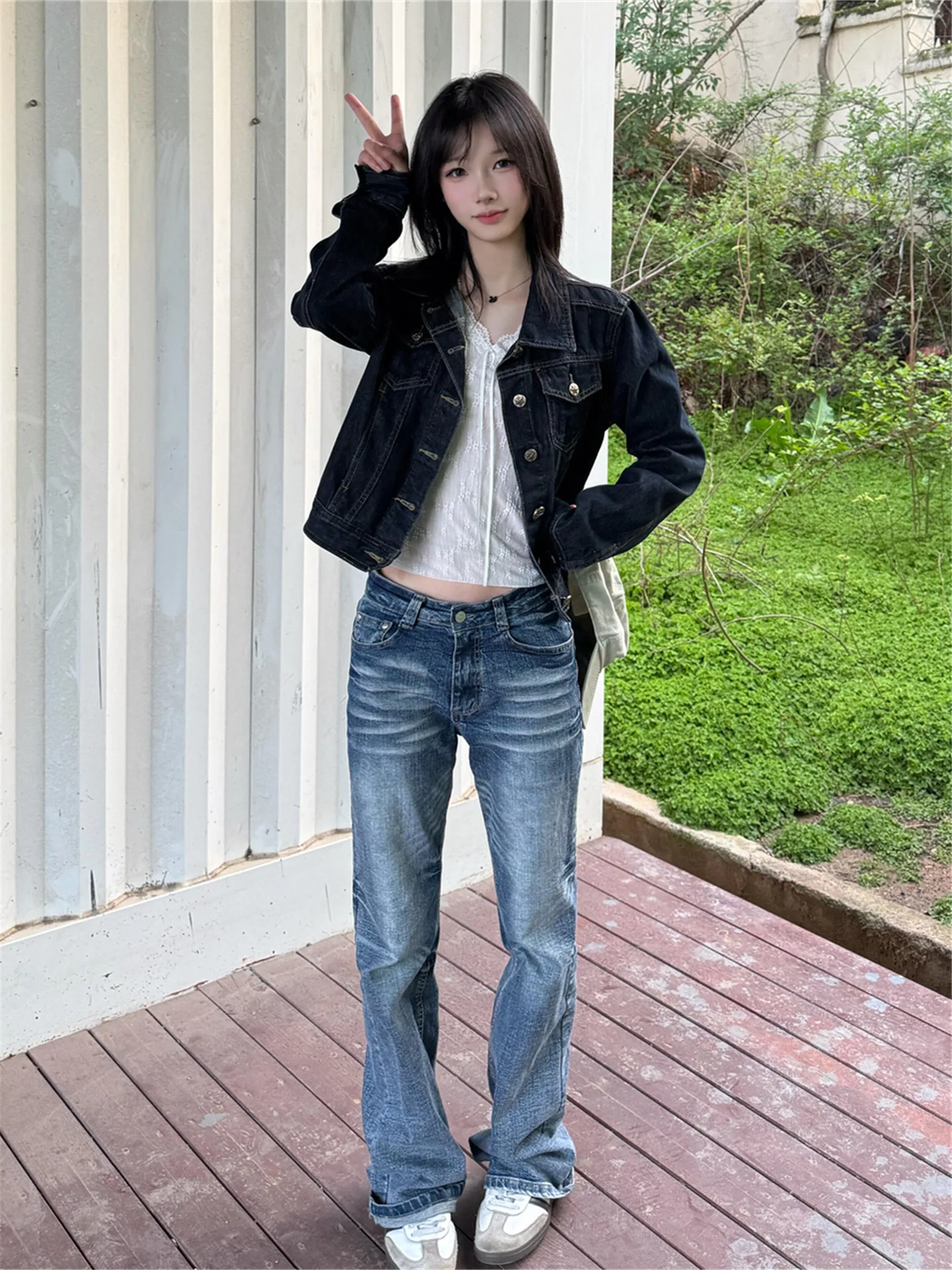 

American Retro Low Waist Bell Bottom Jeans Women's Spring Summer Slimming Straight Leg Pants High Waist Extended Length