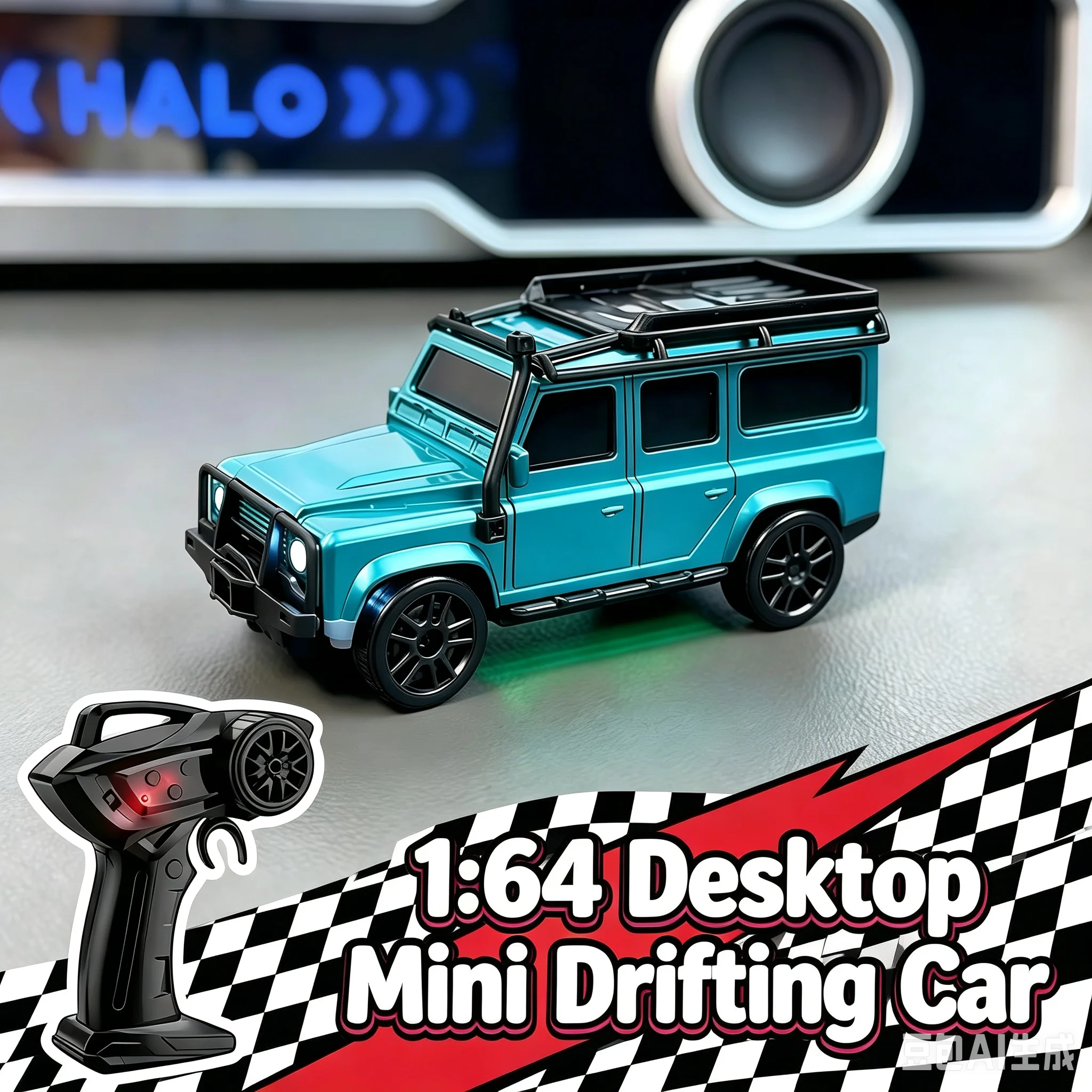 1/64 4Wd Rc Drifting Car Desktop Mini Remote Control Racing Vehicle Light Full-Scale Simulated Model Toys Children Boys Gift