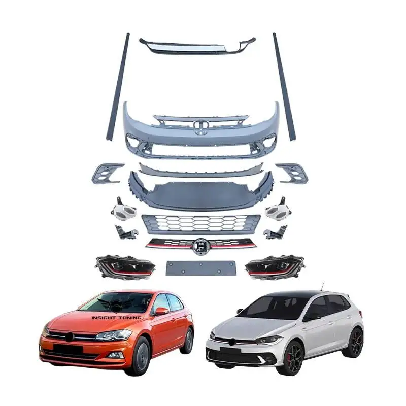 

Convertion 2022 Car Accessories Front Bumper Head Light Grills Diffuser Bodykit for VW Polo Upgrade GTI Body Kit