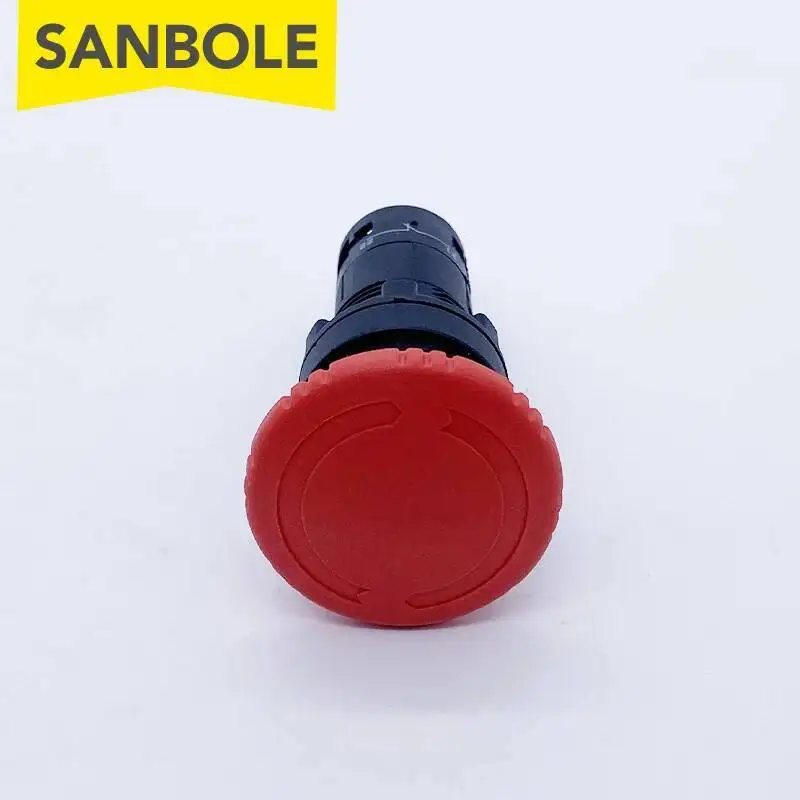 البلاستيك الأحمر الفطر رئيس الطوارئ وقف دفع زر التبديل ، فتح حفرة ، الفضة الاتصال ، لا NC الجولة ، 22 مللي متر ، XB7-ES545 ، 2 قطعة #4