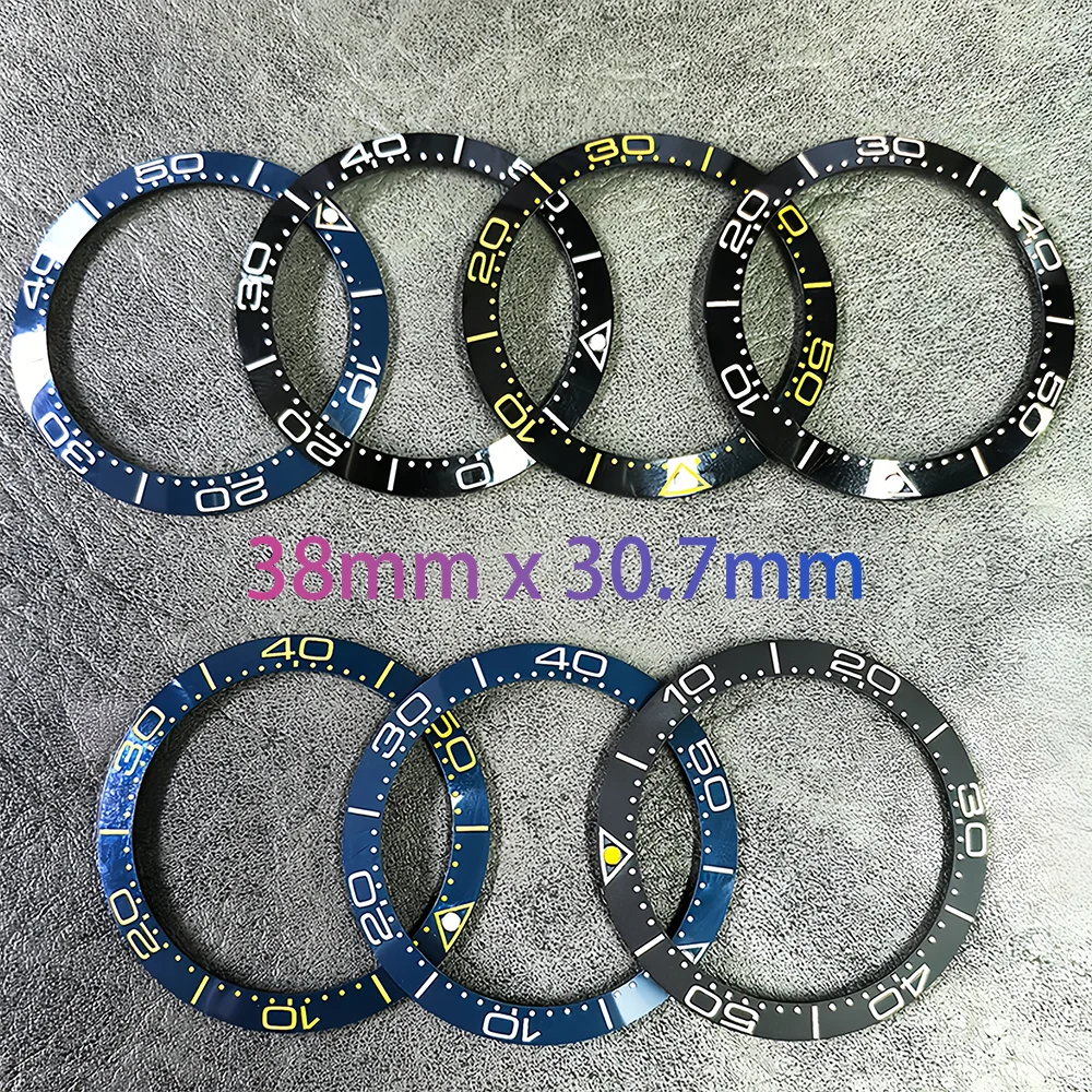 سلسلة ساعات الغوص 38 ملم إطار سيكو المعدل NH35 مرصع باللون الأخضر المضيء 38 ملم مع إطار سيراميك