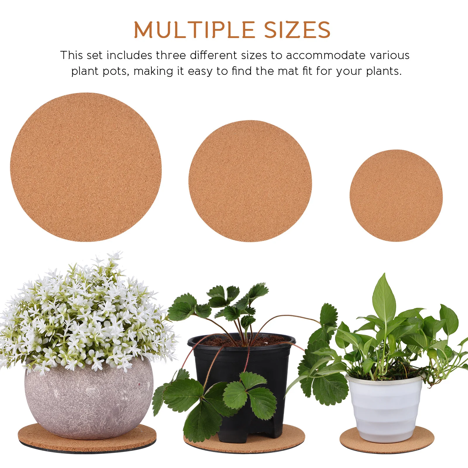 

9Pcs Plant Coaster Set Heavy Duty Cork Coasters for Flowerpots Non-Slip Base Multi Size Fit All Pots Home Decor Accessory