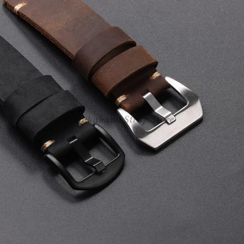 22mm 24mm 26mm Vintage Soft Handmade Leather Straps Retro Watchband For Seiko for Panerai Men Women Brown Bracelet Accessories