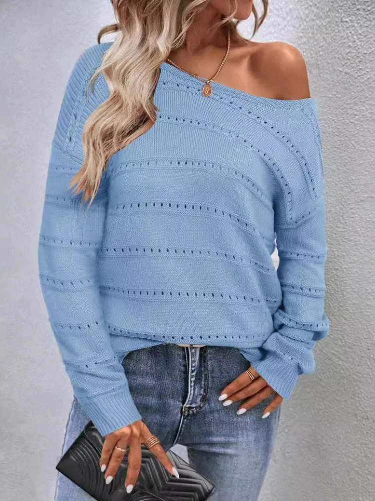 

Новый весенне-осенний винтажный женский вязаный пуловер большого размера, элегантный повседневный джемпер с длинными рукавами, свитера с крыльями летучей мыши для женщин