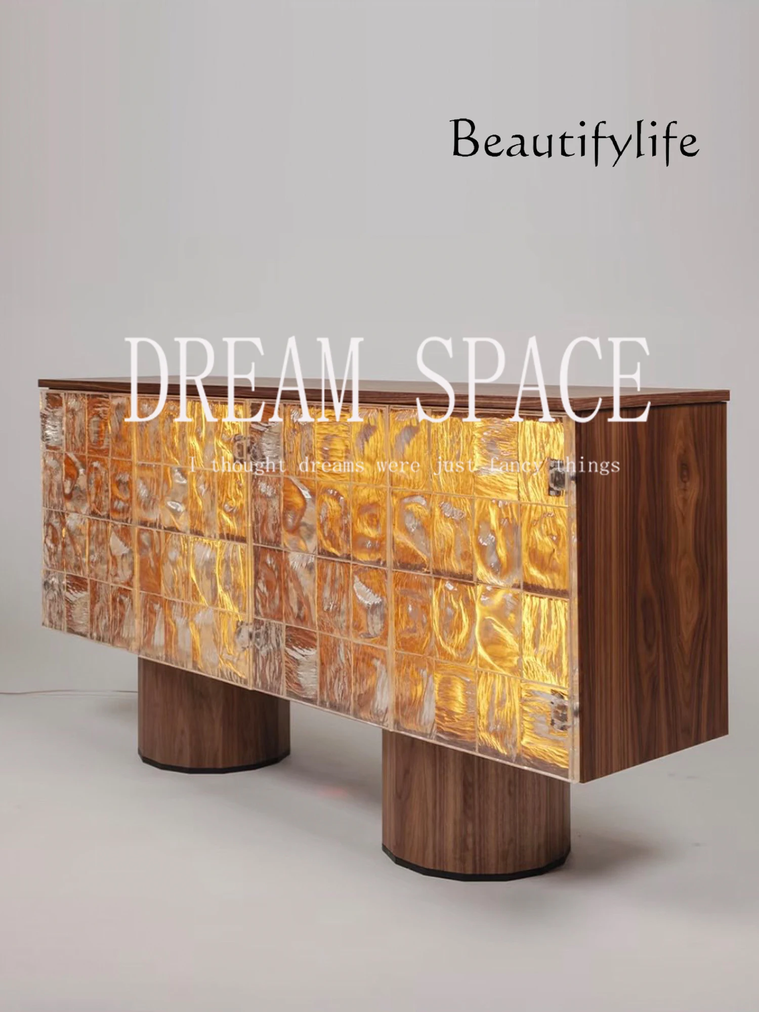 

Solid wood porch dining side cabinet art locker retro villa fashion storage designer high-end