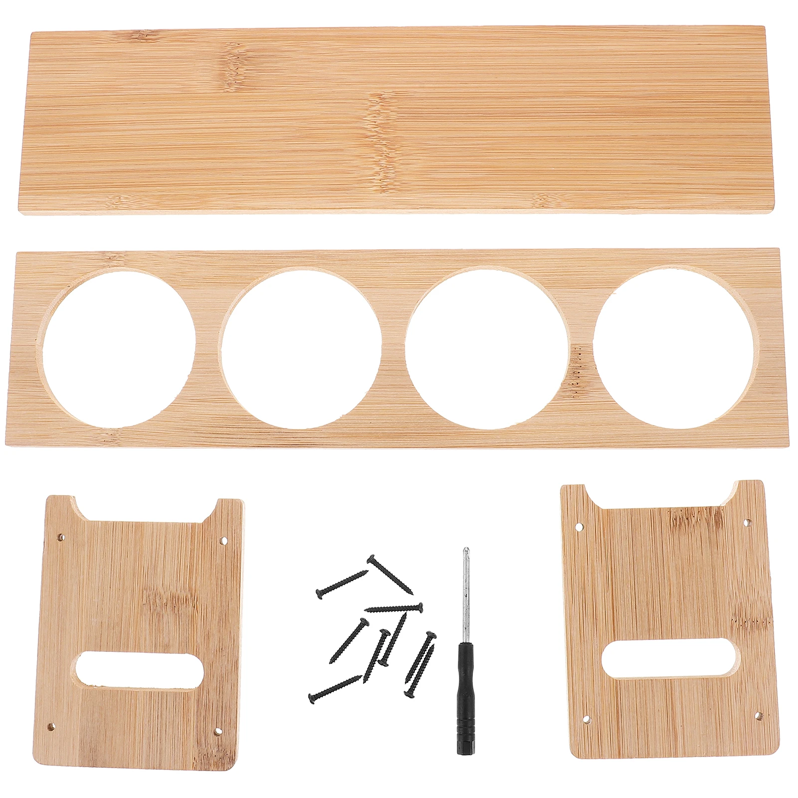

Spice Jar Storage Rack Condiment Bottle Holder Four Holes Kitchen Seasoning Bamboo Shelf Tray
