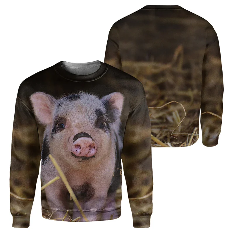 

New Autumn 3D Cute Animals Goat Pig Print Sweatshirts For Men Kid Fashion Funny Pullovers Top Long Sleeves Clothing Clothes Tops