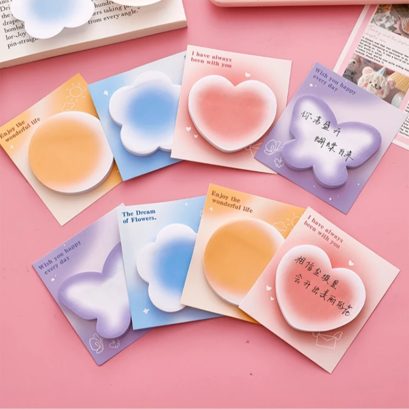Creative Gradient Sticky Notes Cute Memo Pads Study Stationery Labels