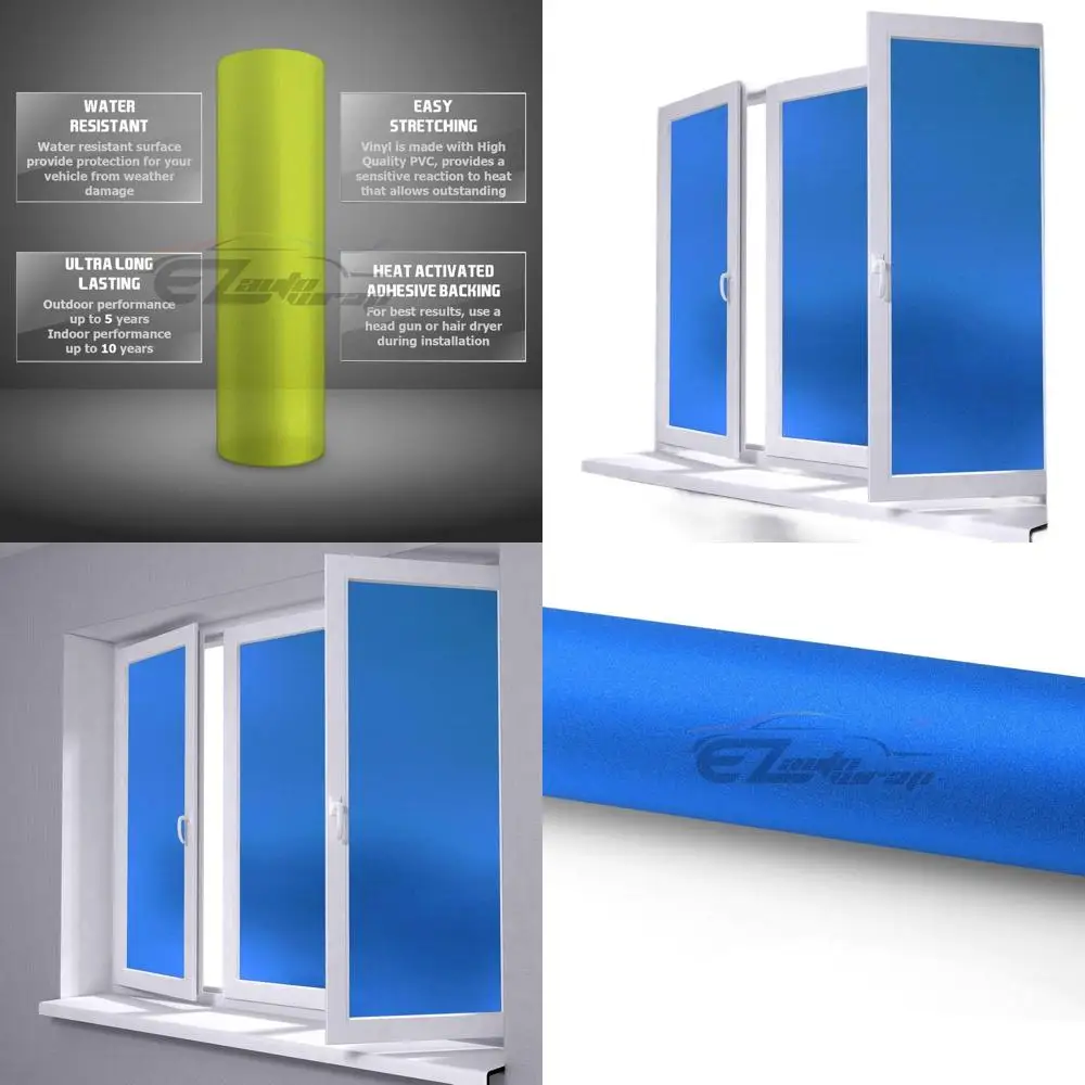 

48 x 120 Frosted Blue Glass Window Film - Peel and Stick Privacy Sticker for Home, Bedroom, and Bathroom - Waterproof and Easy t