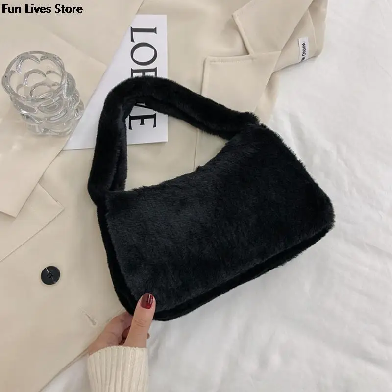 Soft Plush Handbags Women Winter Warm Shoulder Bags Phone Money Storage Purse Purse Wedding Totes bolso Fashion Clutches Wallet