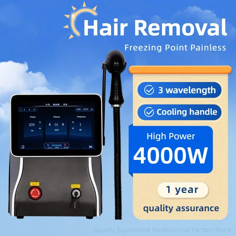 

808nm Diode Laser Hair Removal Device Permanent Painless non-invasive Permanent Cooling Head Painless Hair Remover 4000W