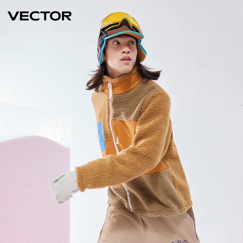 VECTOR Men and Women Lamb Fleece Open Top Color Contrast Splicing Warm Outdoor Double Board Skiing Autumn Winter Outdoor Sports