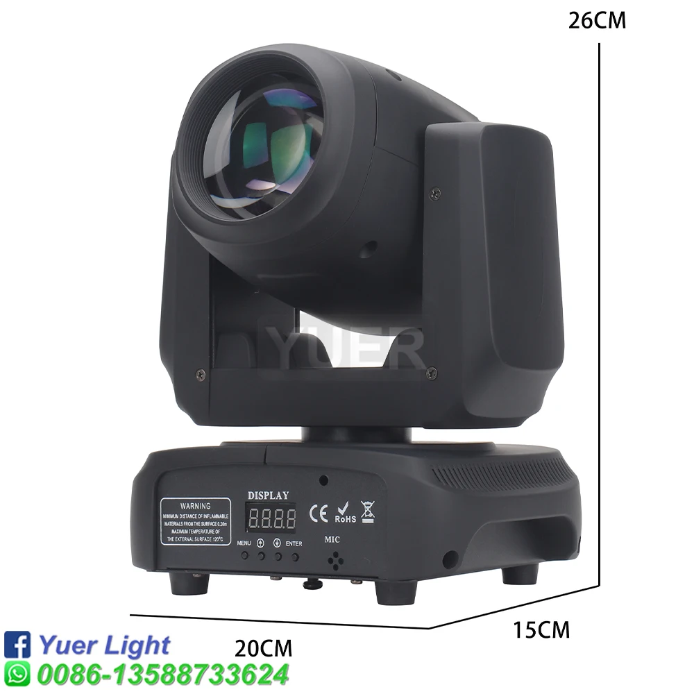 YUER Moving Head 100W LED Moving Head Light Beam Spot Rainbow Effect 12 Pattern light with 6+12 Prism Super Bright DMX 11/13CH