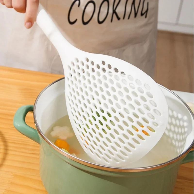 Kitchen Household Safety Nylon Material Dense Hole Large Colander Fishing Noodles Spoon R Long Handle Thickened Large Spoon