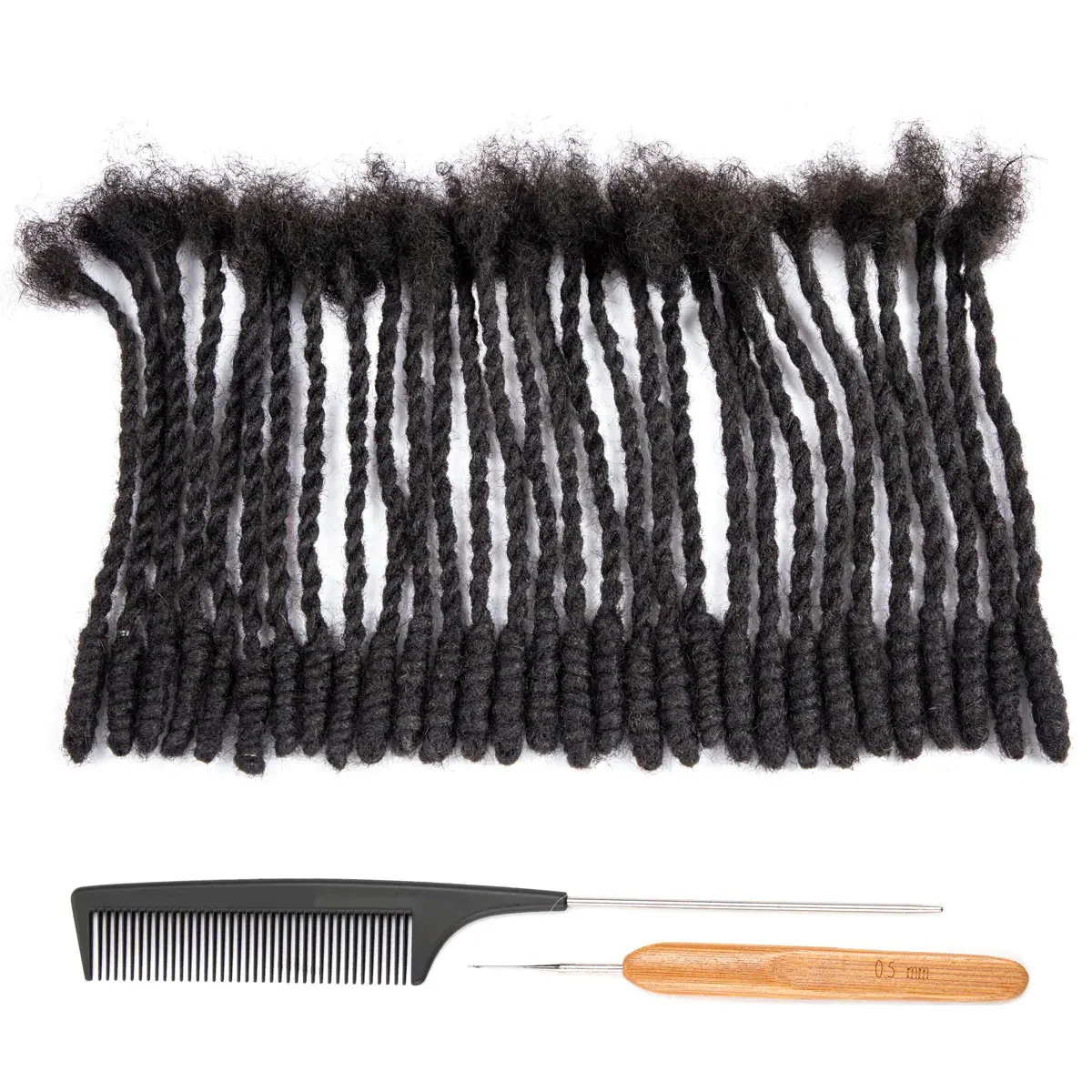 Dreadlocks pré-torsadés pour hommes et femmes, 0.8 cheveux humains, double brins, style retwisting, 100% cm