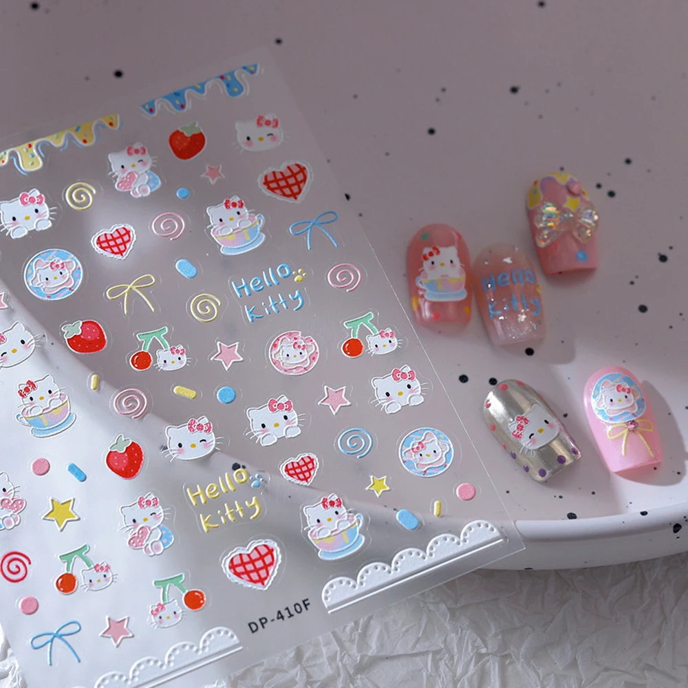 1 stks Sanrio Hello Kitty Anime Nail Art Sticker Leuke 5D Relievo Nail Stickers Nail Art Notebook Cup Decoratie Meisje Gift