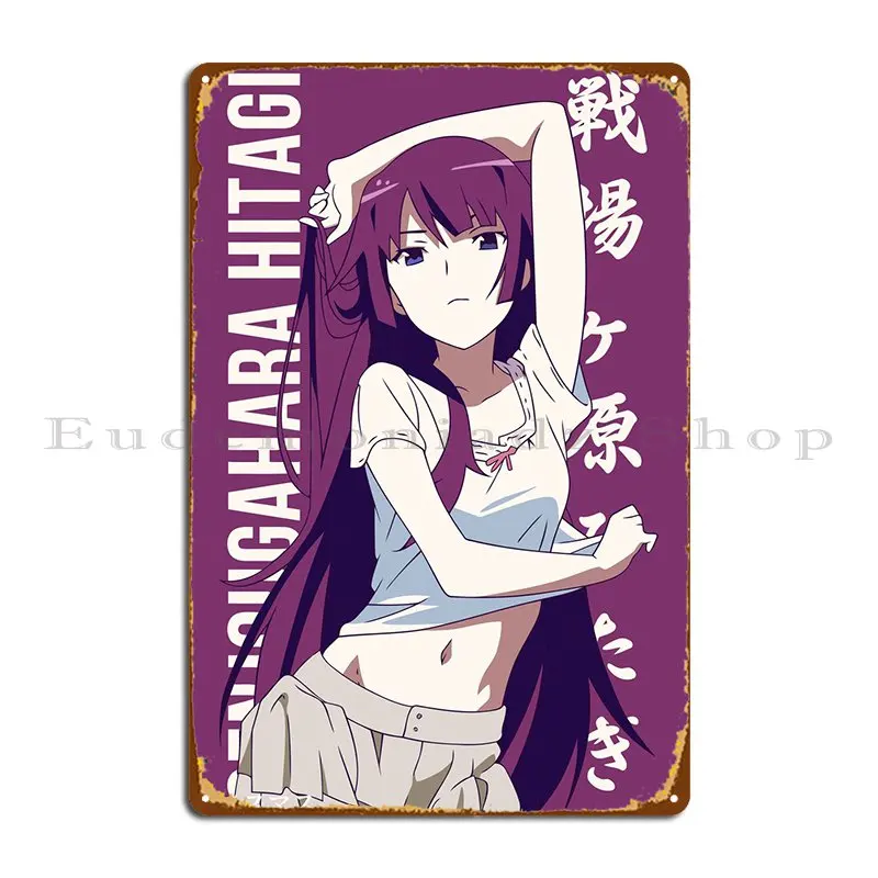 Senjougahara Hitagi Metal Plaque Poster Personalized Living Room Garage Pub Mural Wall Plaque Tin Sign Poster