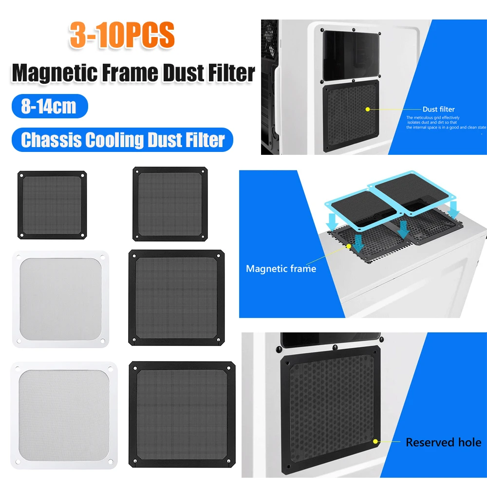 8-14cm PC-Gehäuse Lüfter Magnetischer Staubfilter Staubdichtes Netzabdeckung mit Löchern für PC-Gehäuse