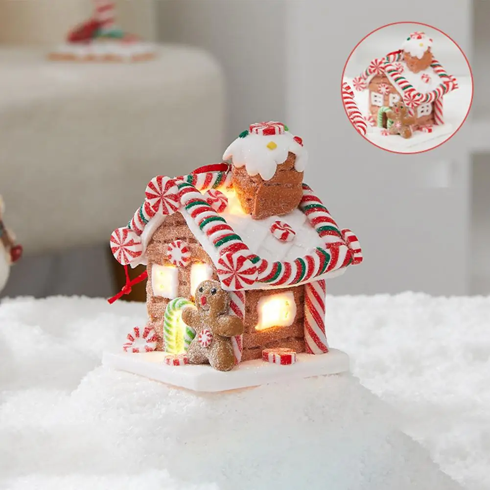 NEW Gingerbread House Tree Topper Light Up Mini Gingerbread House Ornaments Soft Clay Fairy Tale Candy House For Christmas W6L2