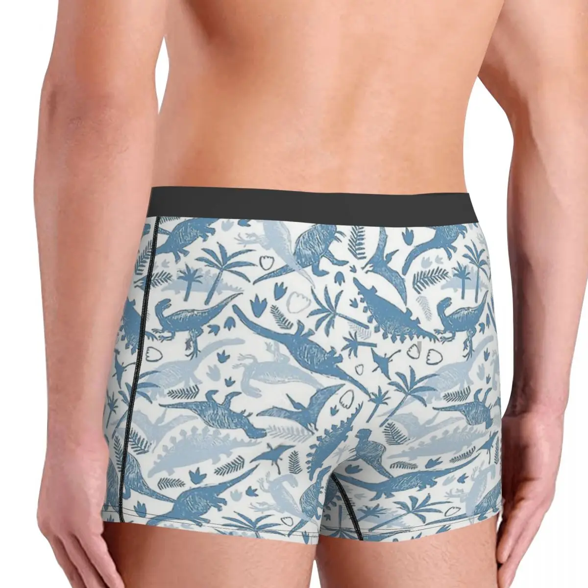 Esqueleto crânio ossos dinossauros azul hawaii cuecas de algodão cuecas masculinas cuecas estampadas shorts boxer briefs