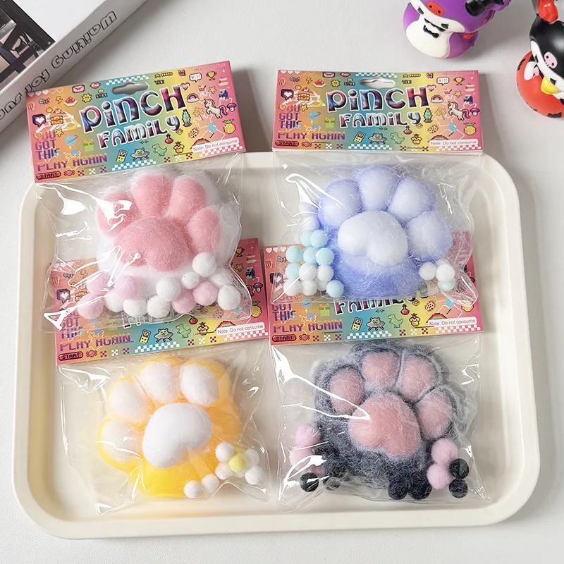 Dropshipping juguete antiestrés Mini juguetes blandos Kawaii felpa suave pata de gato cubo de silicona transparente alivio del estrés juguete para apretar