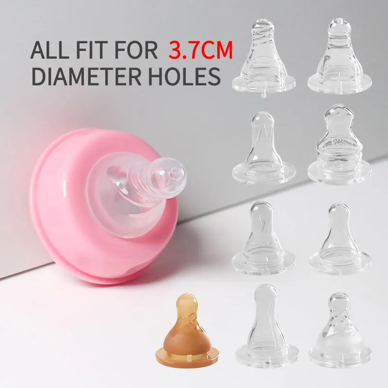 Chupete de silicona de tamaño estándar para biberón, bebida de leche, agujero anticólicos, sin BPA, 3,7 cm de diámetro, 100% de calidad alimentaria, varios estilos