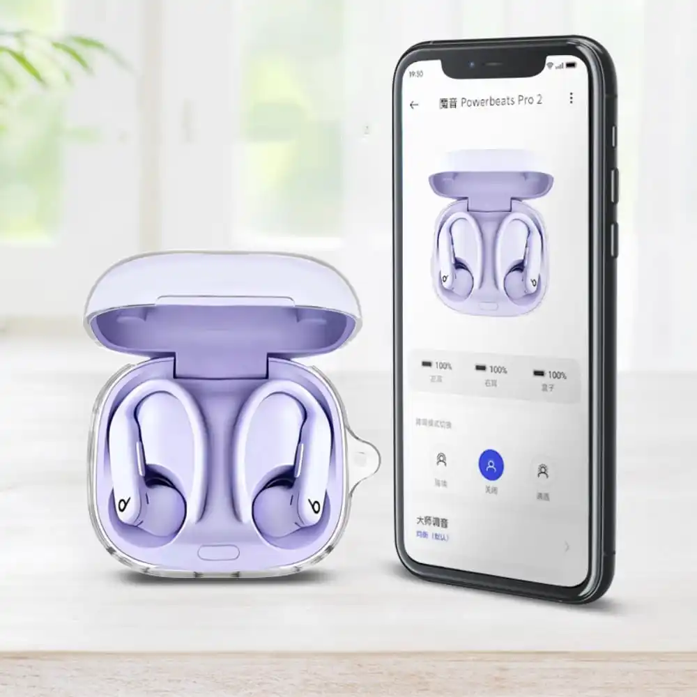 حافظة واقية شفافة لسماعات الأذن من مادة البولي يوريثان متوافقة مع غطاء الجسم الكامل Beats Powerbeats Pro 2 للأولاد والبنات والنساء والرجال والمراهقين