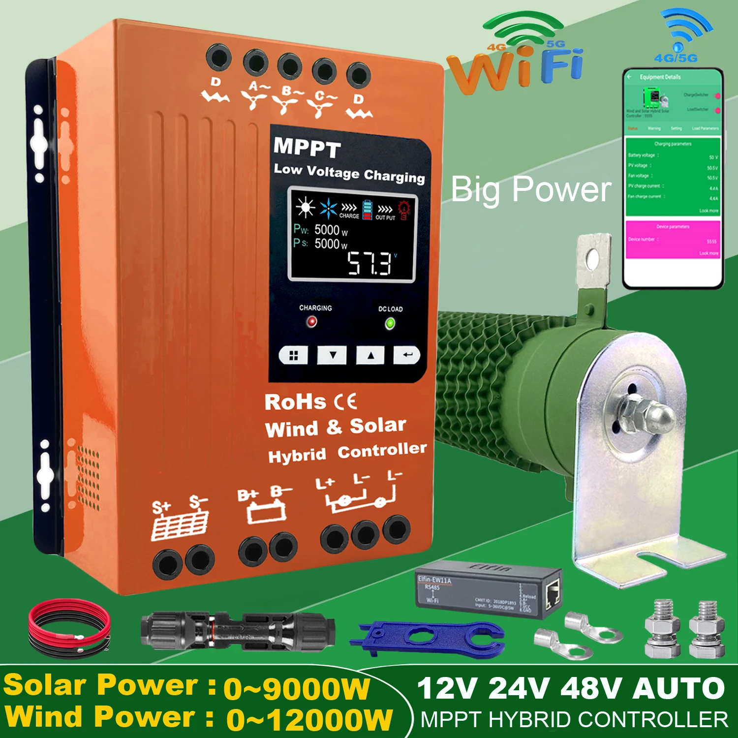 12V 24V 48V 5000W 6KW Hybrid Wind Solar Charge Controller MPPT Wind Generator Solar System For Lifepo4 Lithium Lead Acid Battery