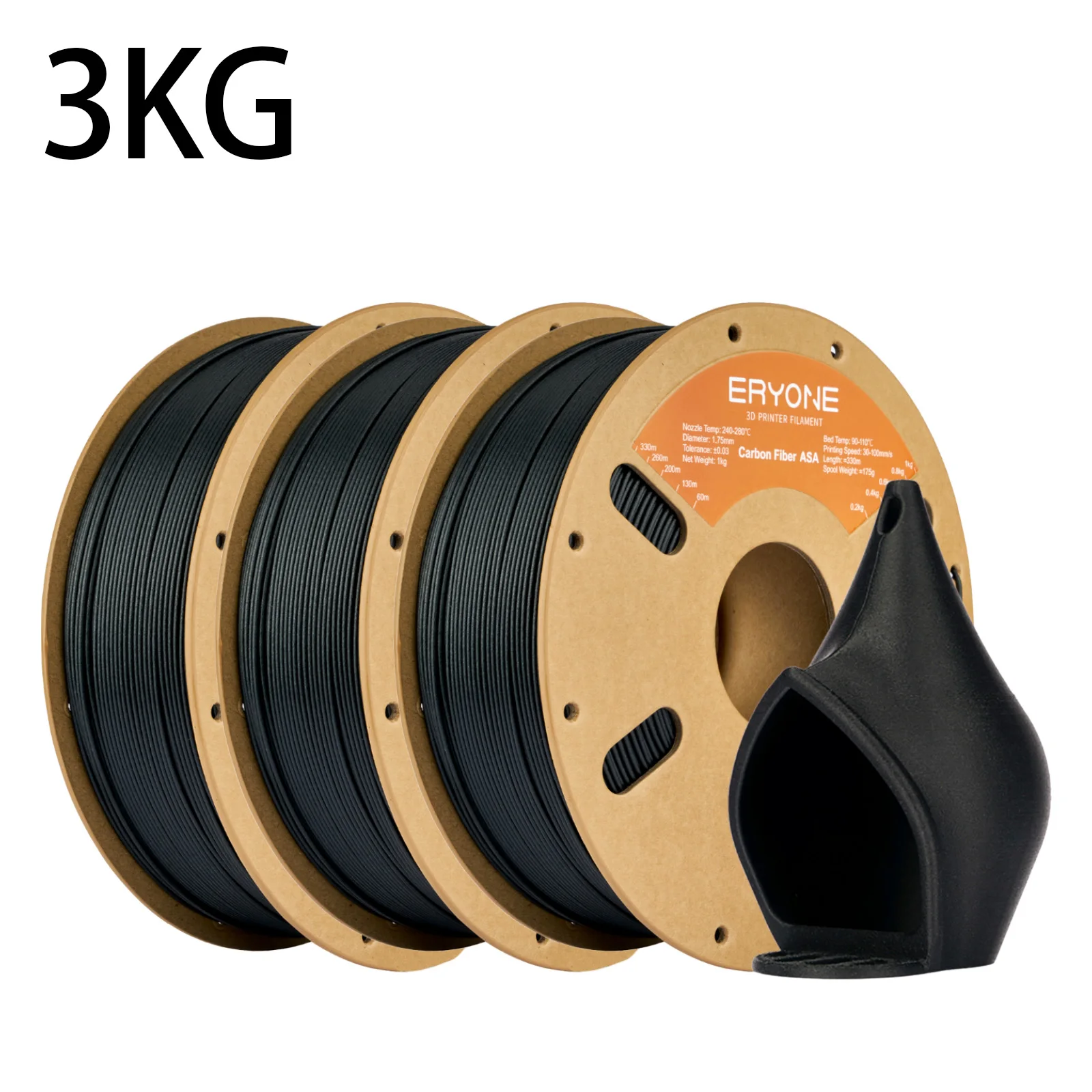 

ERYONE 3KG ASA Fibre-Reinforced Filament 1.75mm, Carbon & Glass Fibre 3D Printer Filament, High Rigidity, 1kg Spool Value Pack