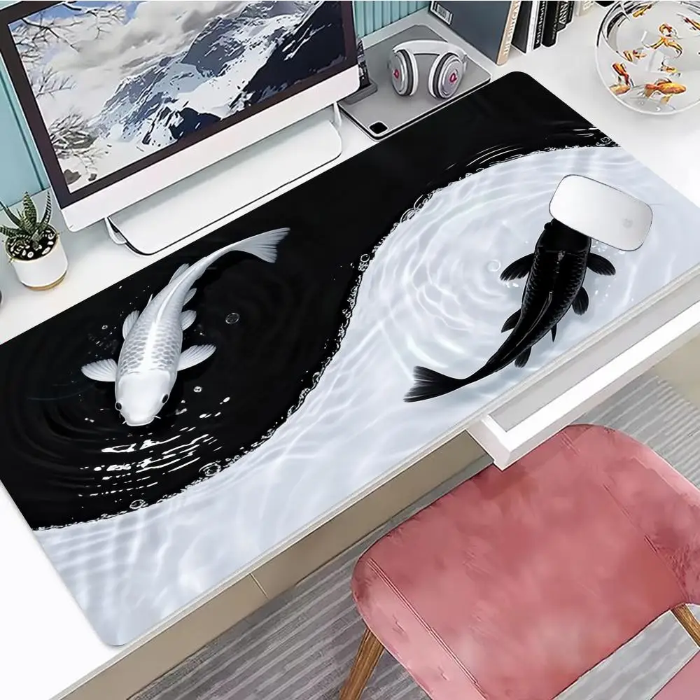 

Tai Chi Koi patterned Mouse Pad HYB XXC XXL Gaming Accessories Office Gamer Keyboard Desk Mat Non-Slip Laptop Large Mousepad