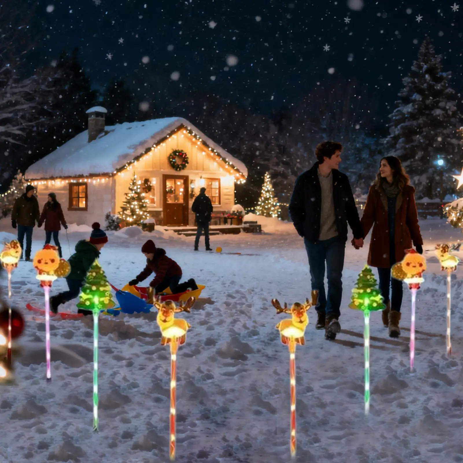 أضواء عيد الميلاد الشمسية الرنة ساحة حصة في الهواء الطلق إضاءة مقاومة للماء ديكور لحديقة الحديقة فناء مهرجان عطلة لوازم الحفلات