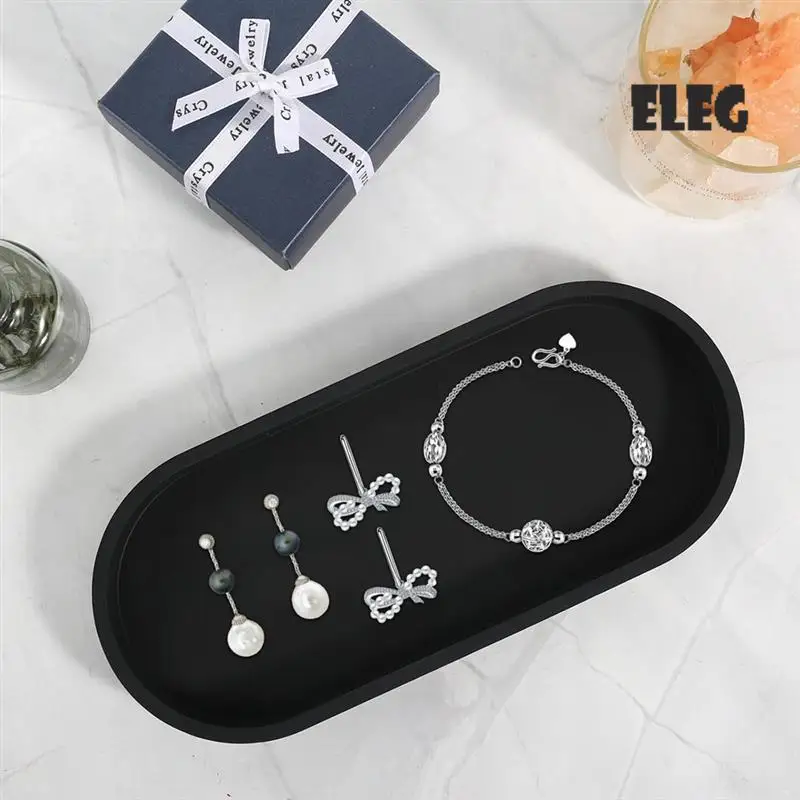 

ELEG-Set Of 2 Bathroom Trays, Decorative Tray, Black Silicone Storage Tray, Small Tray For Washbasin, Bathtub
