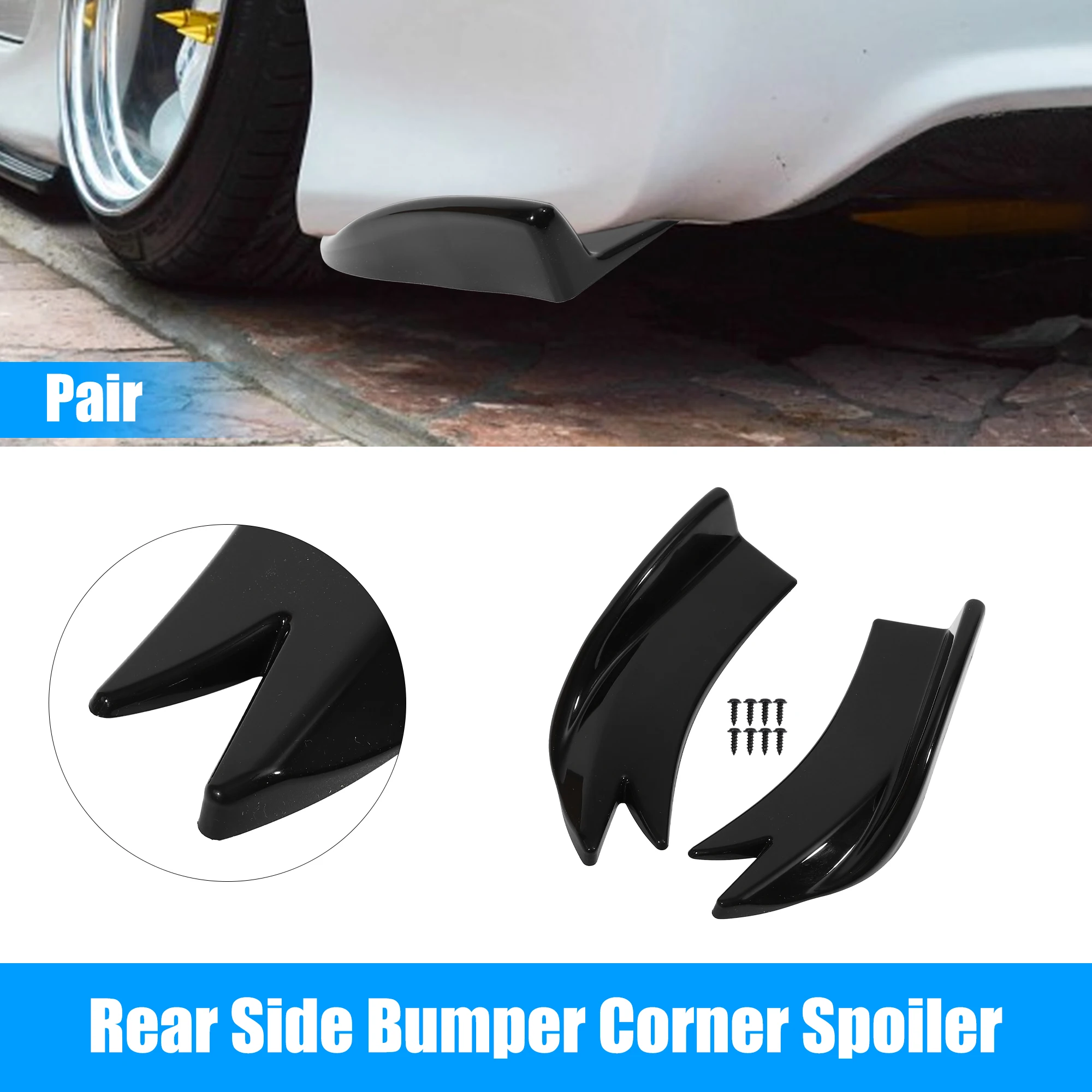 UXCELL 1Pair Universal Car Rear Bumper Lip Diffuser Splitter Canard Protector Body Kit Black Carbon Fiber view 6